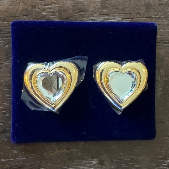 Self-Portrait Gold Crystal Heart Earrings - Picture 7 of 9